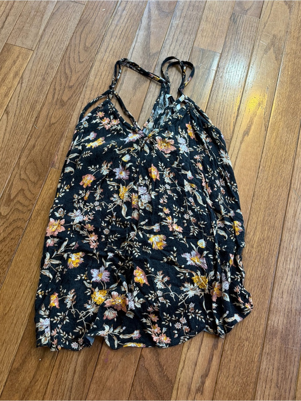 American Eagle Outfitters Black Floral Spaghetti Strap Cami